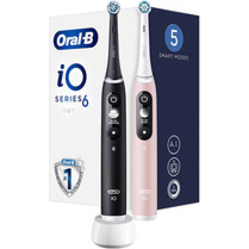 Oral B iO6 Series Duo Pack Black|Pink Sand Extra Handle Toothbrush ( 2 ks ) - Elektrický zubní kartáček