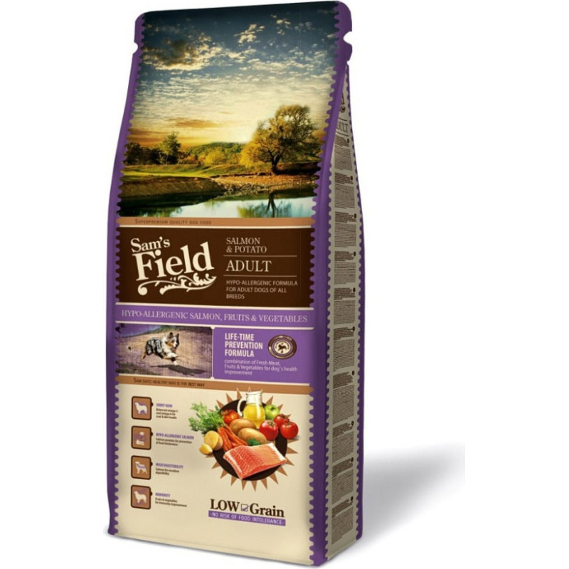 Sams Field Sausa barība suņiem : Sams Field Salmon & Potato Adult, 13 kg