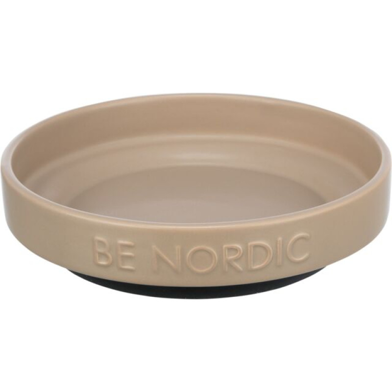 Trixie Bļoda dzīvniekiem, keramika : Trixie BE NORDIC bowl, flat, ceramic|rubber ring, 0.3 l|ø 16 cm, taupe