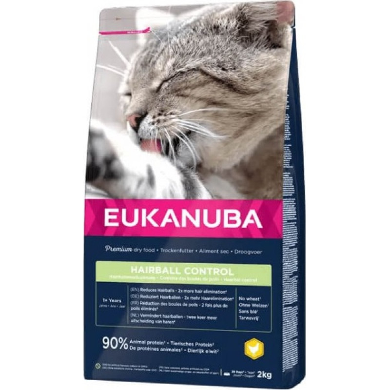 Eukanuba Sausā barība kaķiem - Eukanuba CAT Adult HAIRBALL CONTROL Chicken 2 kg
