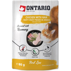 Ontario Konservi kaķiem – Ontario Herb Chicken with Ham, Rice and Rosemary, 80g