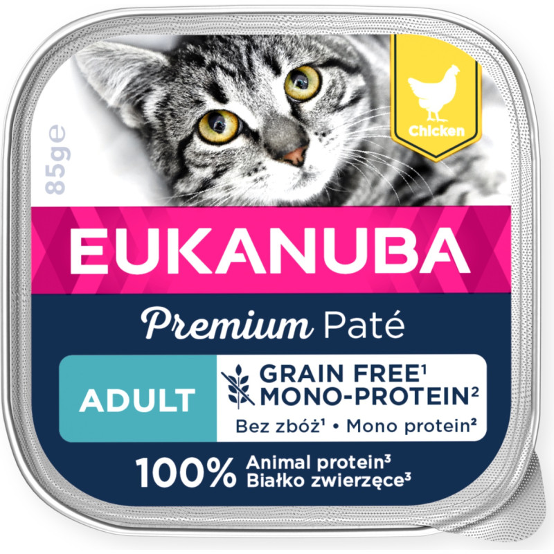 Eukanuba Konservēta barība kaķiem - Eukanuba Cat Adult Chicken pate Mono 85g