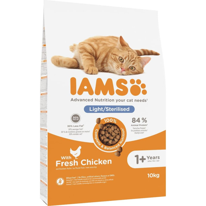 Iams Sausā barība kaķiem - IAMS CAT ADULT STERILIZED CHICKEN, 10 kg