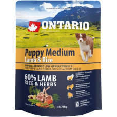 Ontario Sausā barība kucēniem - Ontario Dog Puppy Medium Lamb and Rice, 0.75kg