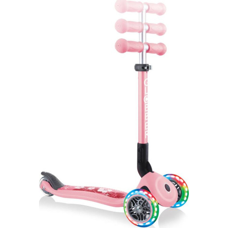 Globber Junior Foldable Fantasy Lights  Scooter (Pink  Pastel Pink Flowers) 433-210