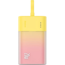 Baseus Popsicle 5200mAh 20W Powerbank with Built-in Lightning Cable (+ White Baseus Simple USB-C - USB-C 60W|20V|3A|30cm Cable) - Yellow-Pink