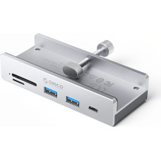 Orico MH5PC Hub Clamp-Mounted USB-C | 2x USB-A 3.2 + 1x USB-C 3.2 + 1x SD&TF - Silver