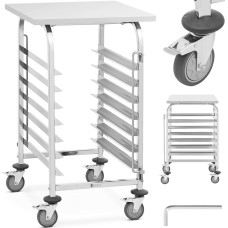 Royal Catering Ēdināšanas viesmīļa ratiņi ar plauktu 7 paplāšu transportēšanai 60 x 60 cm ar plauktu