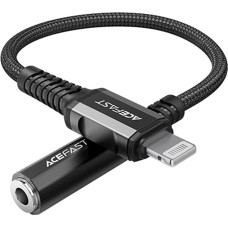 Acefast iPhone MFI Lightning AUX audio adapteris - 3,5 mm mini ligzda, 18 cm melns