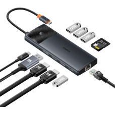 Baseus 11in1 HUB adapteris USB-C USB-A / PD / HDMI / DP / RJ-45 / SD / TF melns