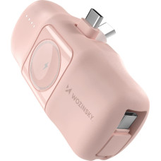 Wozinsky Mini Powerbank 5000mAh 15W USB-C ar Apple Watch lādētāju — rozā