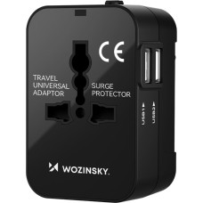 Wozinsky Ceļojumu adapteris Universālais lādētājs 24W ES / ASV / AUS / UK / 2x USB-A - melns