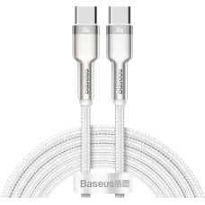 Baseus USB-C kabelis — USB-C sērijas metāla datu PD QC SCP 100 W 5A 1 m — balts