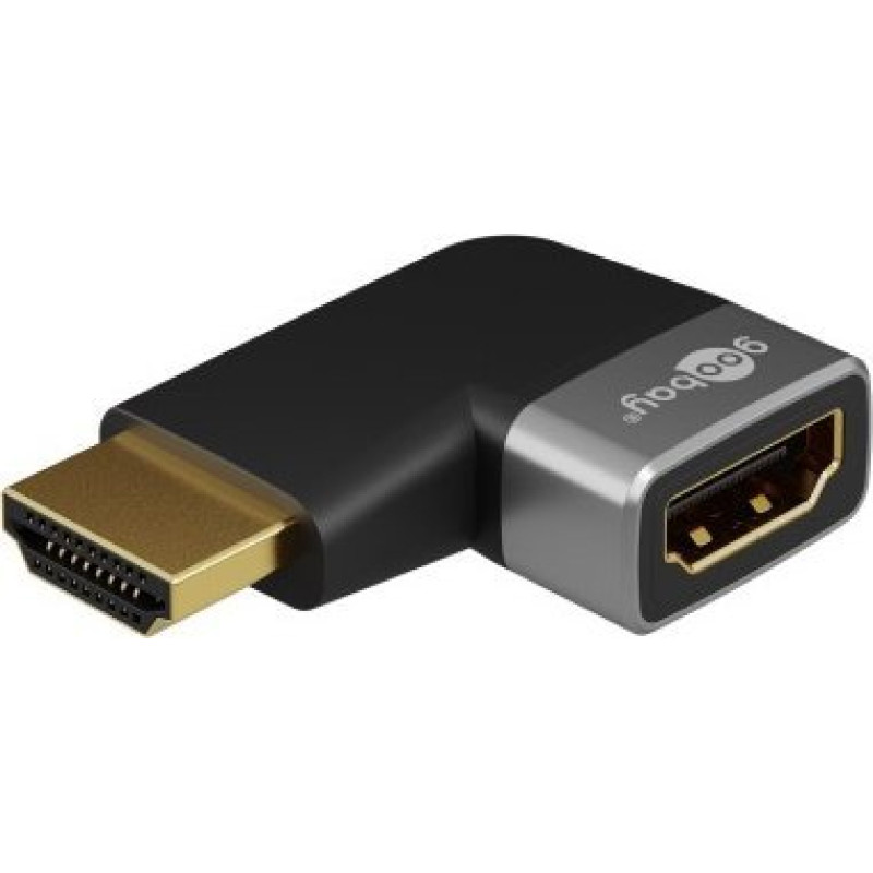 Goobay 72010 HDMI Trademark  Angled Adapter 90 degrees  Horizontal  8K @ 60 Hz  Gold-Plated  Black  Silver