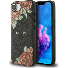 Case Guess 4G Flowers Print MagSafe for  iPhone 16e black