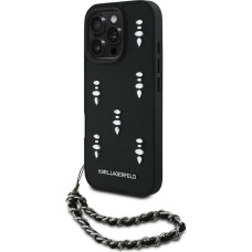 Case Karl Lagerfeld Saffiano Crystals    w|Chain for iPhone 16 Pro Max black