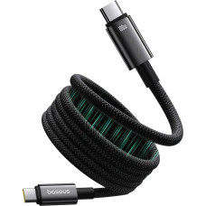Baseus Volframa zelta kabelis ar magnētisko organizatoru USB-C 100W 1m - melns
