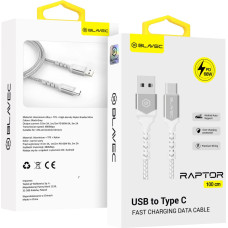 Blavec Cable Raptor braided - USB to Type C - PD 66W 6A 1 metre (CRA-UC6WS10) white-silver