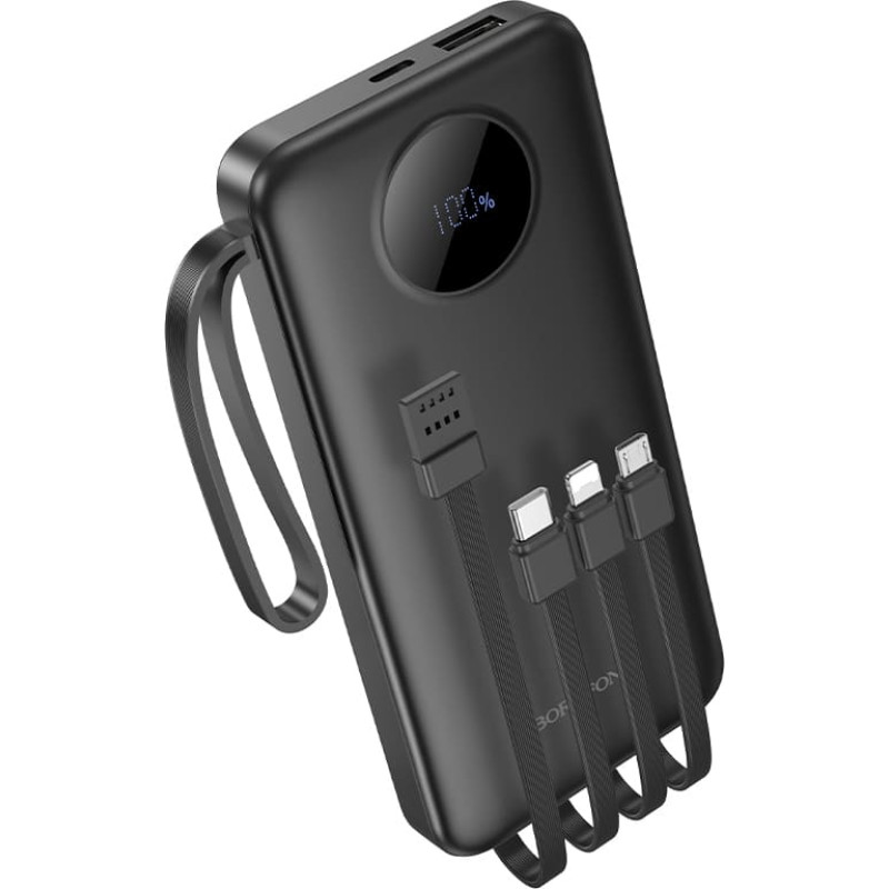 Borofone Power Bank 10000mAh BJ53 Power - with Micro USB, USB, Type C and Lightning cables black