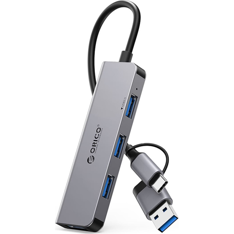 Orico Hub YSA5-U3 dokstacija USB-A/USB-C līdz 4x USB-A&nbsp;&mdash; pelēka