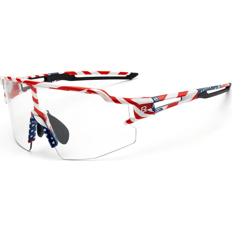 Rockbros Cycling Glasses Photochromic with UV Protection and Corrective Insert 14120008002 - USA Pattern - White