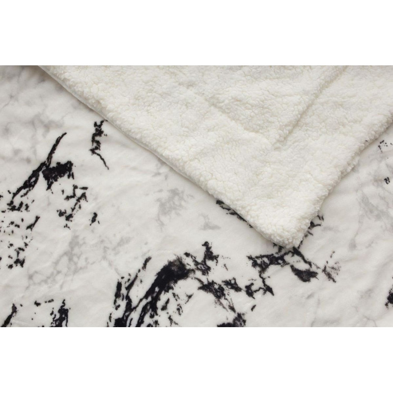Šerpu sega 150x200, balts, melns, marmors, mikrošķiedras, jērs, SH25