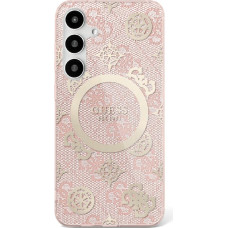 Etui Guess 4G Background Gold             Electroplated Peony Pattern MagSafe do Samsung Galaxy S25 Ultra różowy