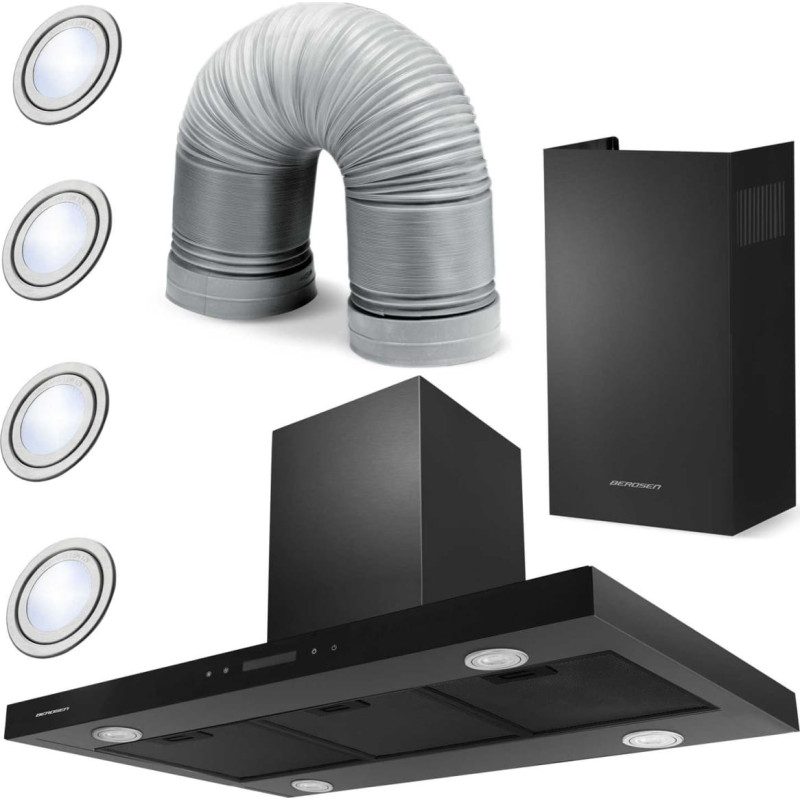 Berdsen Virtuves tvaika nosūcējs 90 cm, melns BE-90E