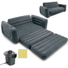 Intex Dīvāns 2in1 samta matracis + pumpis 66552-66640