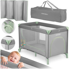 Ricokids Ceļojumu gultiņa 125 x 65 x 78 cm RK-240 pelēka-piparmētru krāsā