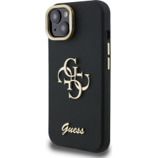 Guess PU Grained 4G Logo Stand Camera Frame Case for iPhone 15 Black