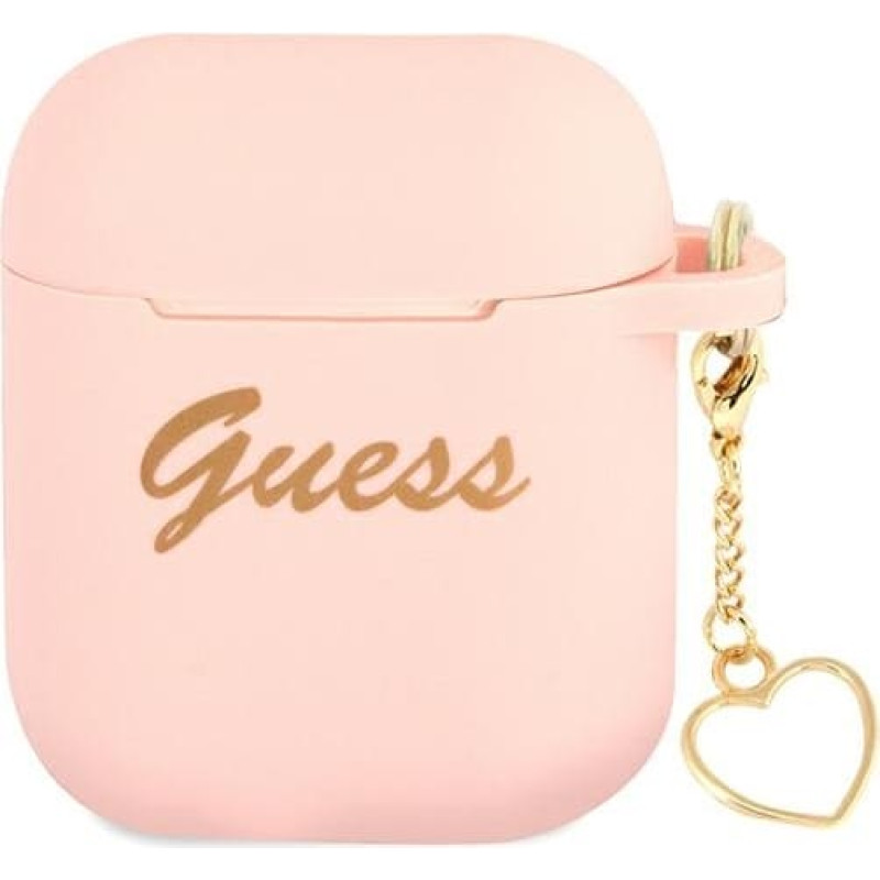 Guess GUA2LSCHSP AirPods 1|2 cover  różowy|pink Silicone Charm Heart Collection