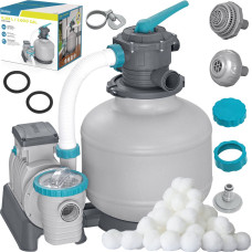 Bestway Smilšu sūknis peldbaseiniem 11355 l/h 58486 + filtra bumbiņas