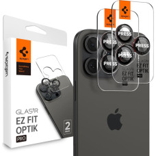 Spigen Rūdīts stikls iPhone 14 Pro/Pro Max/15 Pro/Pro Max/16 Pro/16 Pro Max kamerai - melns ar sarkanu malu