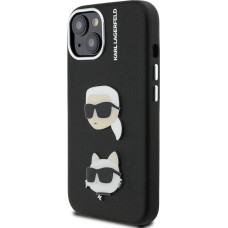 Karl Lagerfeld Grained PU K&CH Heads Case for iPhone 15 Black