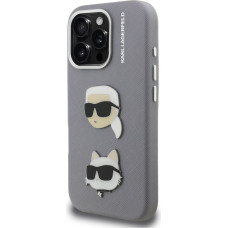Karl Lagerfeld Grained PU K&CH Heads Case for iPhone 16 Pro Max Grey