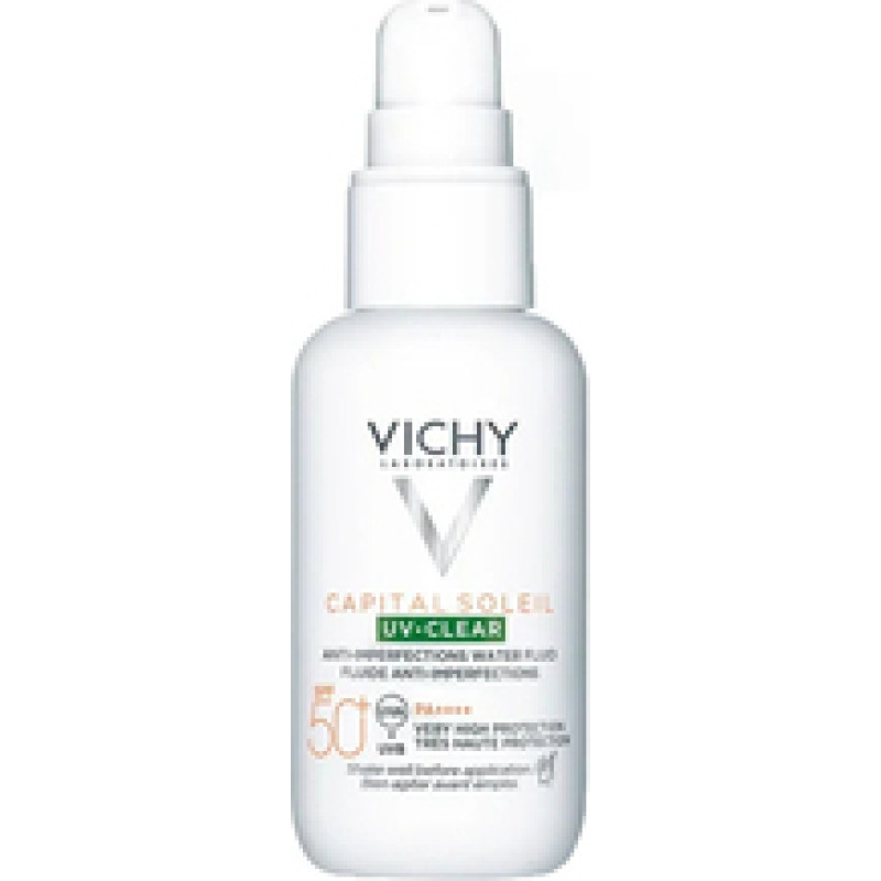 Vichy SPF 50+ Capital Soleil UV-Clear Anti-Imperfections Water Fluid - Fluid proti nedokonalostem pleti.