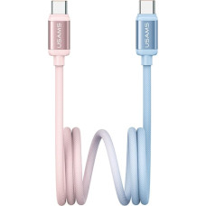 Cable USAMS Bicolor Series SJ756 PD 60W USB-C|USB-C  1.2m blue and pink