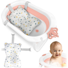 Ricokids Saliekamā vanna bērniem, zīdaiņiem ar ieliktni RK-286 balta un rozā