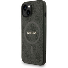 Guess PU Leather 4G Colored Ring Strap MagSafe Case for iPhone 15 Black