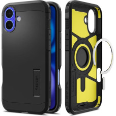 Spigen iPhone 16 Plus aizsargvāciņš ar izturīgu MagSafe statīvu — melns