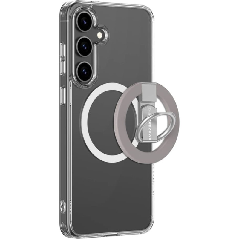 Amazingthing Minimal Mag Case with Magnetic Ring and Magnetic Ring for Samsung Galaxy S25 - Transparent