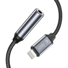Tech-Protect iPhone Lightning uz 3,5 mm mini ligzdu adapteris - melns