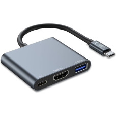 Tech-Protect 3in1 centrmezgls USB-C uz USB-A sadalītājs USB-C PD 100W HDMI 4K 30Hz - pelēks
