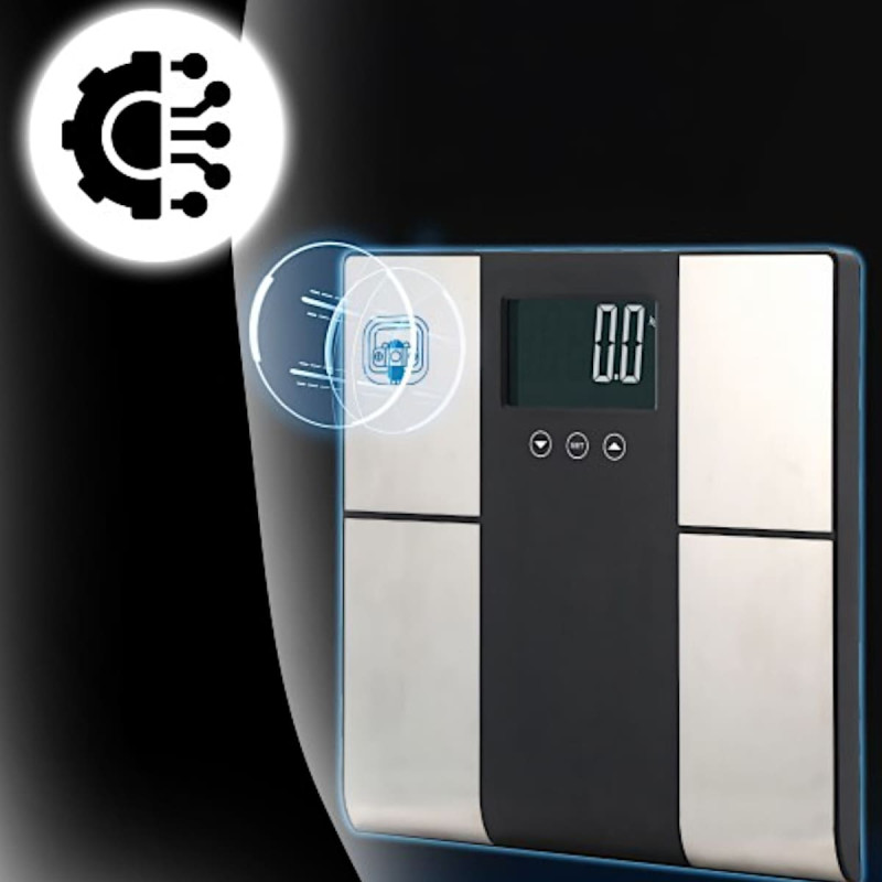 Retoo Analītiski vannas istabas svari ar tauku, ūdens, muskuļu, ĶMI, KCAL un LCD mērījumiem līdz 225 kg