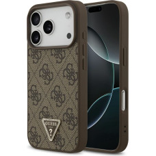 Guess Leather 4G Triangle Strass MagSafe case for iPhone 17 Pro brown