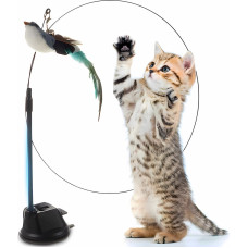 Retoo Kaķu rotaļlieta - kustīgs putns uz makšķeres ar piesūcekni