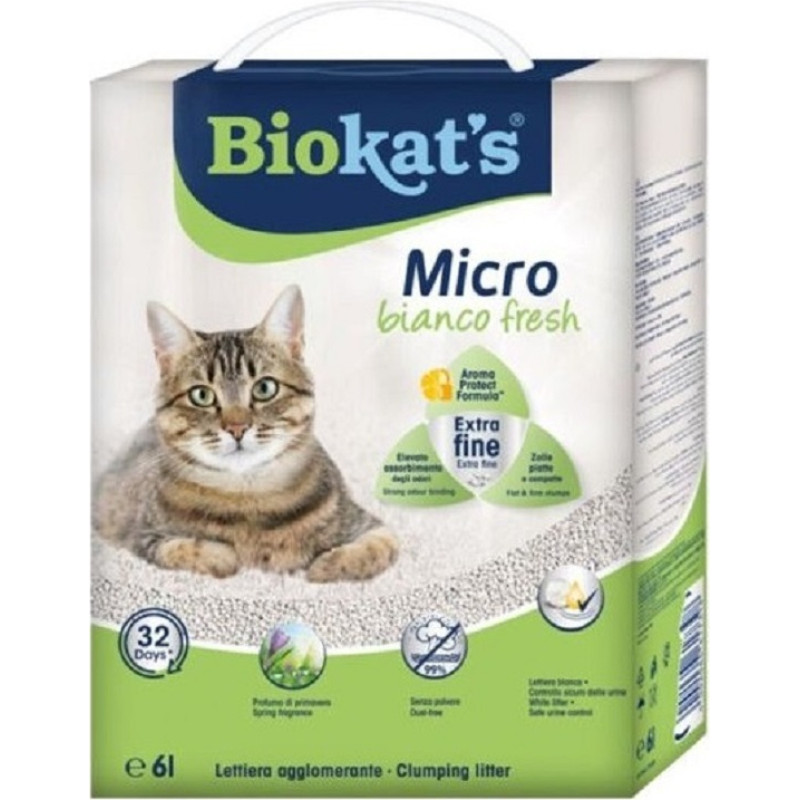 Gimborn Smiltis kaķu tualetēm - Biokats Micro Bianco Fresh 6 L