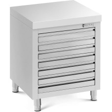 Royal Catering Gastronomiskais skapis picas mīklai, tērauda, 7 atvilktnes, 50 x 70 cm