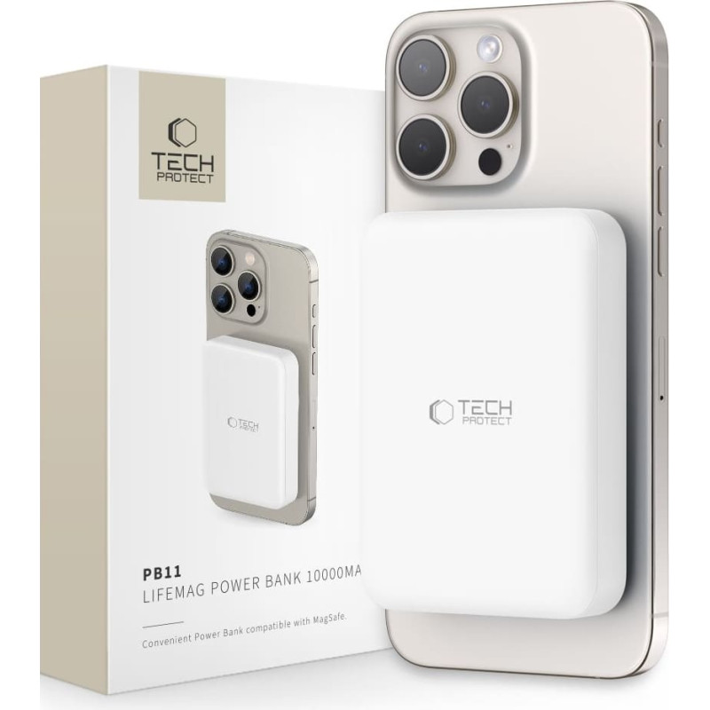 Tech-Protect 10000mAh LifeMag PB11 MagSafe 15W USB-C magnētiskais baro&scaron;anas bloks ar USB-C kabeli